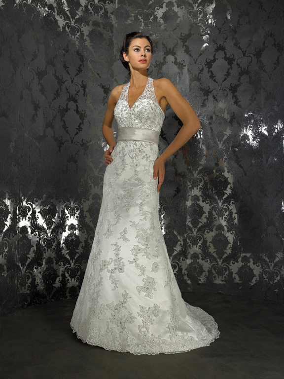 Orifashion HandmadeHandmade Lace Halter Wedding Dress AL103 - Click Image to Close